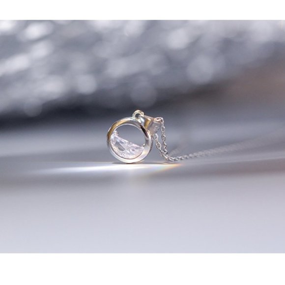 925 Sterling Silver Diamond Waterdrop Necklace X - Picture 7 of 8